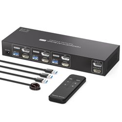 NÖRDIC KVM-kytkin 3/2 8K60Hz DP 1.4 HDMI 2.0 KVM USB 3.0