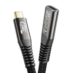 NÖRDIC 1m Thunderbolt 4 forlengelseskabel, USB-C hann til hunn, 240W hurtiglading, 40Gbps, 8K 60Hz