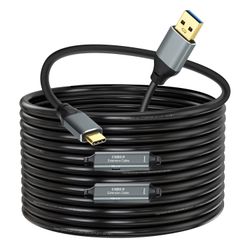 NÖRDIC 15m Aktiivinen USB 3.0 A–C Kaapeli, 5Gbps Super Speed USB-kaapeli Yhteensopiva VR:n, Kameran, Telakointiaseman ja muun kanssa