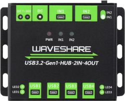Industriell USB HUB for 2 datamaskiner til 4 USB 3.2-porter, vekslebar, monterbar, kompatibel med Windows Linux Mac