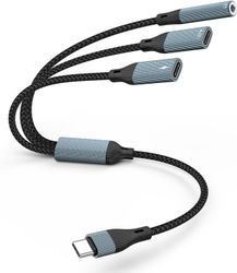 NÖRDIC USB-C-hub 1 til 3, 1xUSB-C 1xUSB-C PD60W 1x3,5 mm hodetelefonkontakt OTG-kabel