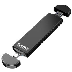 Maiwo K1683L ulkoinen kaappi M.2 SATA SSD–USB A ja USB C, 5 Gb/s, B-Key ja B&M-Key, UASP 2280 2260 2242 2230, alumiinia