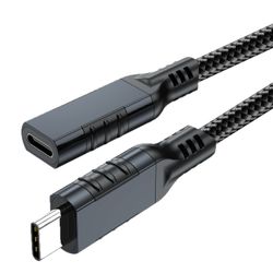 NÖRDIC 3m USB3.2 Gen2 20Gbps USB-C–C nylonpunottu jatkokaapeli, Power Delivery 240W 4K60Hz