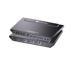 AV Access 4KSW41C 4K USB-C og HDMI KVM-svitsj 4 PC-er 1 skjerm, 60W lading for bærbar PC
