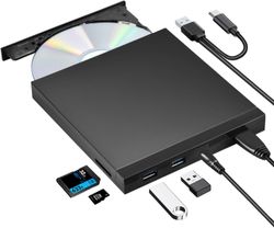 NÖRDIC Kannettava CD-poltin ja soitin sekä USB-keskitin SD/Micro-SD-kortinlukijalla