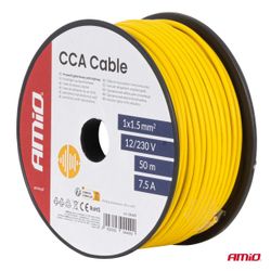 Kabel 1x1,5mm2 50m 7,5A 12/230V gul