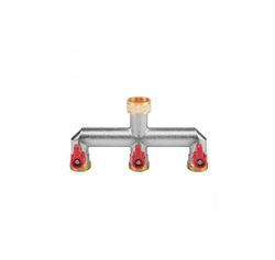 2-veis splitter med ventiler, innvendig og utvendig gjenge 3/4", nickiel MESSING