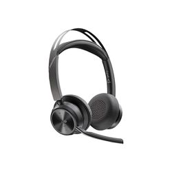 HP Poly Voyager Focus 2 - headset - USB-C via Bluetooth-adapter, USB-A via Bluetooth-adapter - med laddningsställ