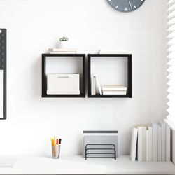 Vägghyllor 2 pcs Svart Ek 26 x 15 x 26 cm Konstruerat trä