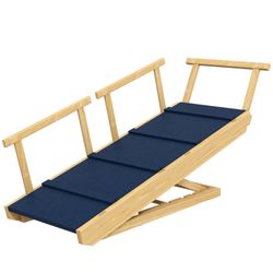 Rootz Dog Ramp - Träramp för husdjur - Fällbar lätt klättring - Stöd stora hundar - Justerbara höjder - Halkfria mattor - Räcken - 85 cm x 40 cm x 78,