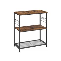 Rootz Kökshylla i industriell stil med krokar - Vintage Brun-Svart - Spånskiva och stål - 80cm x 40cm x 90cm - Heavy-Duty Design
