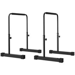 Rootz Dip Station - Push -Up -stænger - Bodyweight Bar - Højdejusterbar 80-105 cm - Stålramme - ikke -glid - Stabil base 70 x 50 cm - Sort