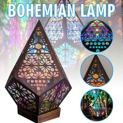 Fargerik LED-stjerneprosjektor/sengelampe av tre