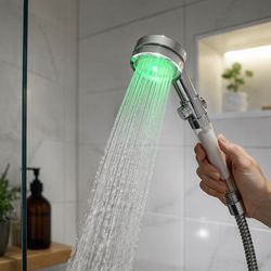 LED brusehoved - Vandbesparende, temperaturkontrol i farverig LED lys