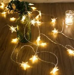 LED-lyskjede 4 meter med Stjerner - Solcelledrevet