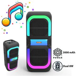 Soundbox højtaler med bluetooth, RGB-lys, FM-radio og mikrofon (56 x 24 cm.)