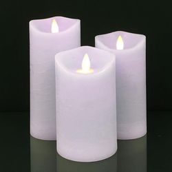 LED blokklys - rustikk - 3 stk. - 10/12,5/15 cm - m/3D-flamme - (flere farger)