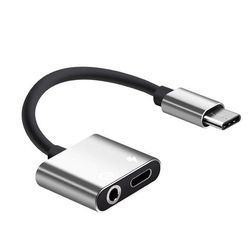 Adapter USB-C - 3,5mm - USB-C Oplad & Lyt - Sølv