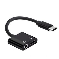 Adapter USB-C - 3,5mm - USB-C Oplad & Lyt - Sort