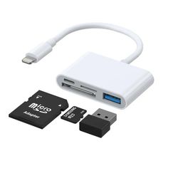SiGN 4-i-1 Lightning til USB-A, SD/TF, Lightning - Hvid