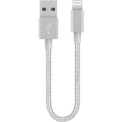 SiGN USB-kaapeli Lightning-liittimellä 2.4A, 12W iPhoneen, 25cm - Hopea