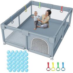 Suuri vauvan leikkikehä vauvoille Pikkulapset Vauvan leikkipaikat portilla, Lasten toimintakeskus Harmaa 130*130cm