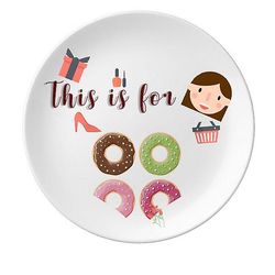 Fire Doughnut Group Dessert Mønster Moder Dessert Plate Dekorative Porcelæn 8 tommer Dinner Home