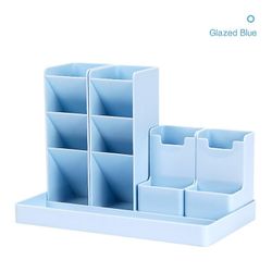 Stor kapacitet Cute Pen Holder Skrivebord Tilbehør Desktop Organizer, Blå Farve