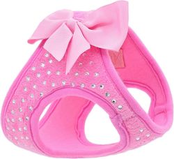 YRKJ Pink Girl Dog Harness Pienet söpöt pentuvaljaat rusetilla, rinnanympärys 16,53", kaula 14,96", sopii pienille koirille