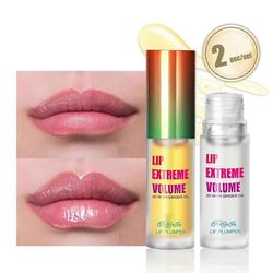 Lip Plumper Set, 2 kpl Natural Plant Lip Enhancer &; Lip Care -seerumi, päivä- ja yökosteuttava huulipaakku, huulten tehostaja täyteläisempään, kos...