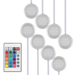 8PCS ohut pyöreä muoto RGB LEDit kaapin valosarjan alla SMD5050 kiekkolampun väriä vaihtava himmennettävä bri