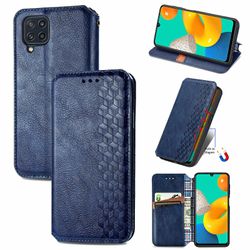 Kompatibel med Samsung Galaxy M32 4g Flip Case Etui Vintage Wallet Flip Cover med magnetisk lukning Coque - Blå