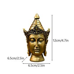 Northern Ancient Buddha Head Statue, gullbelagt miniatyrstatue, Zen Home Interior Decoration, Sørøstasiatisk kreativ harpiks D