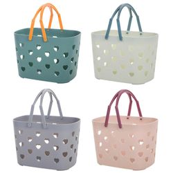 Suihkukori kahvalla kylpyhuoneeseen Muoviset kylpyhuoneen järjestäjät Säilytyskori Ontot puhdistuspidikkeet Sininen