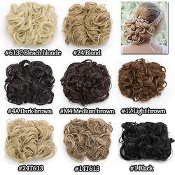 Scrunchie Elegant Skønhed Hair Bun Chignon To Plastic Comb Wave krøllet syntetisk hår nem brug 16P613