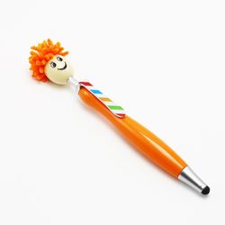 Sevenday Mop Head Pen Screen Cleaner Stylus Penner Funny Ballpoint Penner 3-i-1 Stylus Pen Duster Kids Gift Oransje