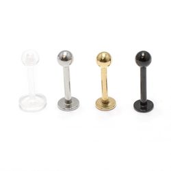 BodyJewelryOnline Labret monroe 4 pack 16g 8mm anodiseret kirurgisk stål + klar læbe holder