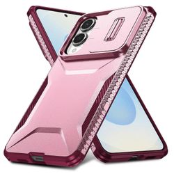 Samsung Galaxy S25 Edge Kotelo Camshield TPU + PC Puhelimen Kansi Liukumaton Sivureuna - Vaaleanpunainen Viininpunainen Monivärinen Pink Wine Red