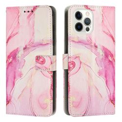 Foxdock Kompatibel med Iphone 14 Pro Case Fargerike marmordesign Pu skinn flip cover med 3 kortspor Rosegold