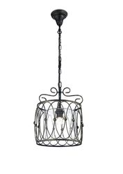 Inspired Lighting Malcolm Caged Loft Vedhæng 1 Lys E27 Sort, Guld med klart glas