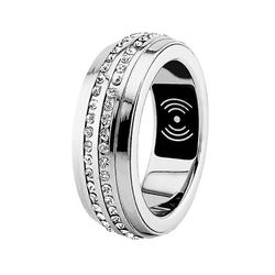 2024 Uusi timanttikoristelu verenpaine Smart Ring Health Tracker aikuisten vedenpitävään langattomaan lataukseen Hopea