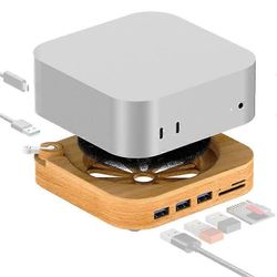 AJM4-FH Mac Mini M4 / M4 Pro puinen laajennustelakka USB 3.0 -keskitin TF / SD-kortinlukija pölyä estävä jalusta Monivärinen
