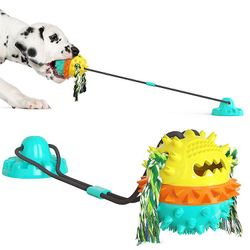 Pet Chew Bite Legetøjshund Food Dispenser Slæbebåd Interactive Silicon Suction Cup Hund Ball Legetøj Tand Rengøring Legetøj Grøn