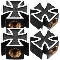 Renkaan venttiilin varren korkit Cross Style Universal Design auton huoltoon pölynestoon 4kpl Musta 2.00X2.00X1.40CM