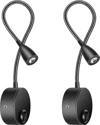 yöpöydän seinävalaisin 2 pakkausvaloa led-lukuvalo hanhenkaulavalo 3w, 6000k lämmin valkoinen lukulamppu. [energialuokka E]