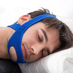 Justerbar Anti Snore Stop Snoring Chin Strap Belt För Sovande Blå