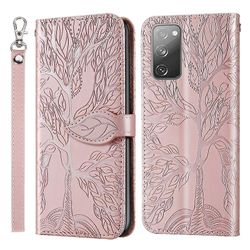 Tegnebog til Samsung Galaxy S20 FE 4G / S20 FE 5G / S20 FE Premium PU læder flip cover Life Tree Lys pink