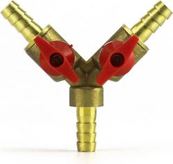 Shindat Y-letkuliitin 3-suuntainen jakaja, messinki sinkkiseos, 8mm palloventtiili vedelle, öljylle ja kaasulle puutarhan kasteluun (1 kpl)