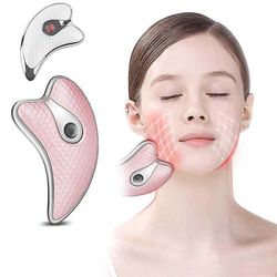 Elektrisk ansiktsmassasje Microcurrent Facial Oppvarming Vibrasjon Massager Face Skin Lifting Oppstramming Reduser rynke Beauty Device Rosa