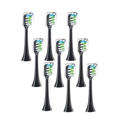 9PCS korvaavat harjaspäät V1 V2 X3 X3U X5 D2 D3 SOOCARE Sonic sähköhammasharja pää pehmeä Musta